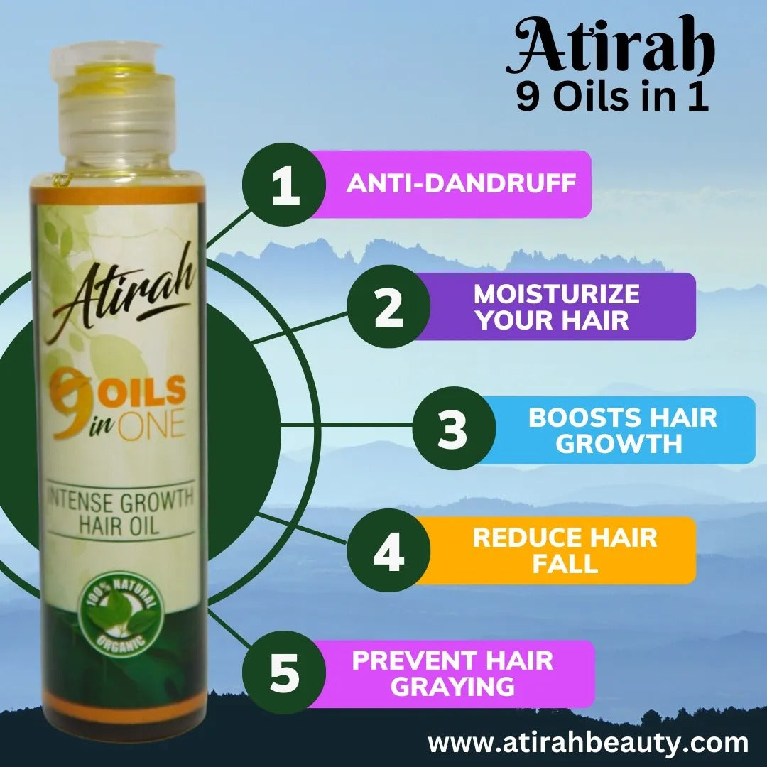 ATIRAH 100% Organic 9-in-1 Hair Growth Oil  120ml