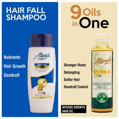 Atirah Combo Deal  Hair Fall Shampoo + 9-in-1 Hair Growth Oil