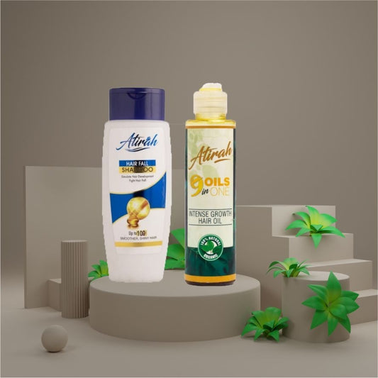 Atirah Combo Deal  Hair Fall Shampoo + 9-in-1 Hair Growth Oil